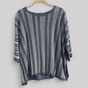 FATE slate blue oversized linen tunic top lagenlook size small new